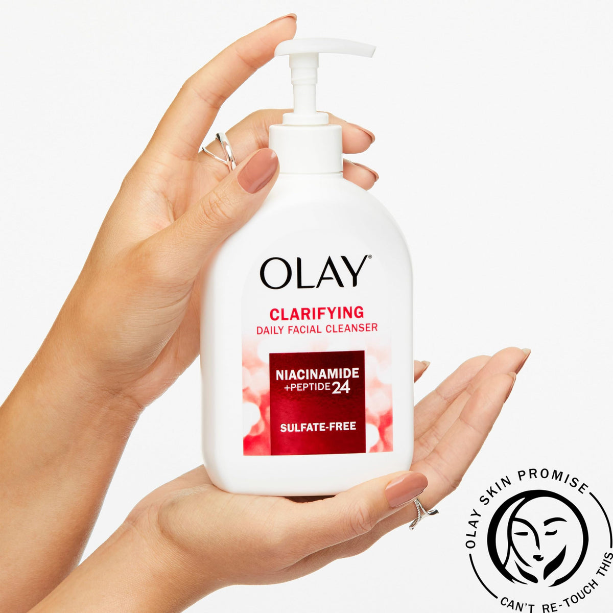 Olay foaming action in hand demonstrating easy rinse-off and comfort