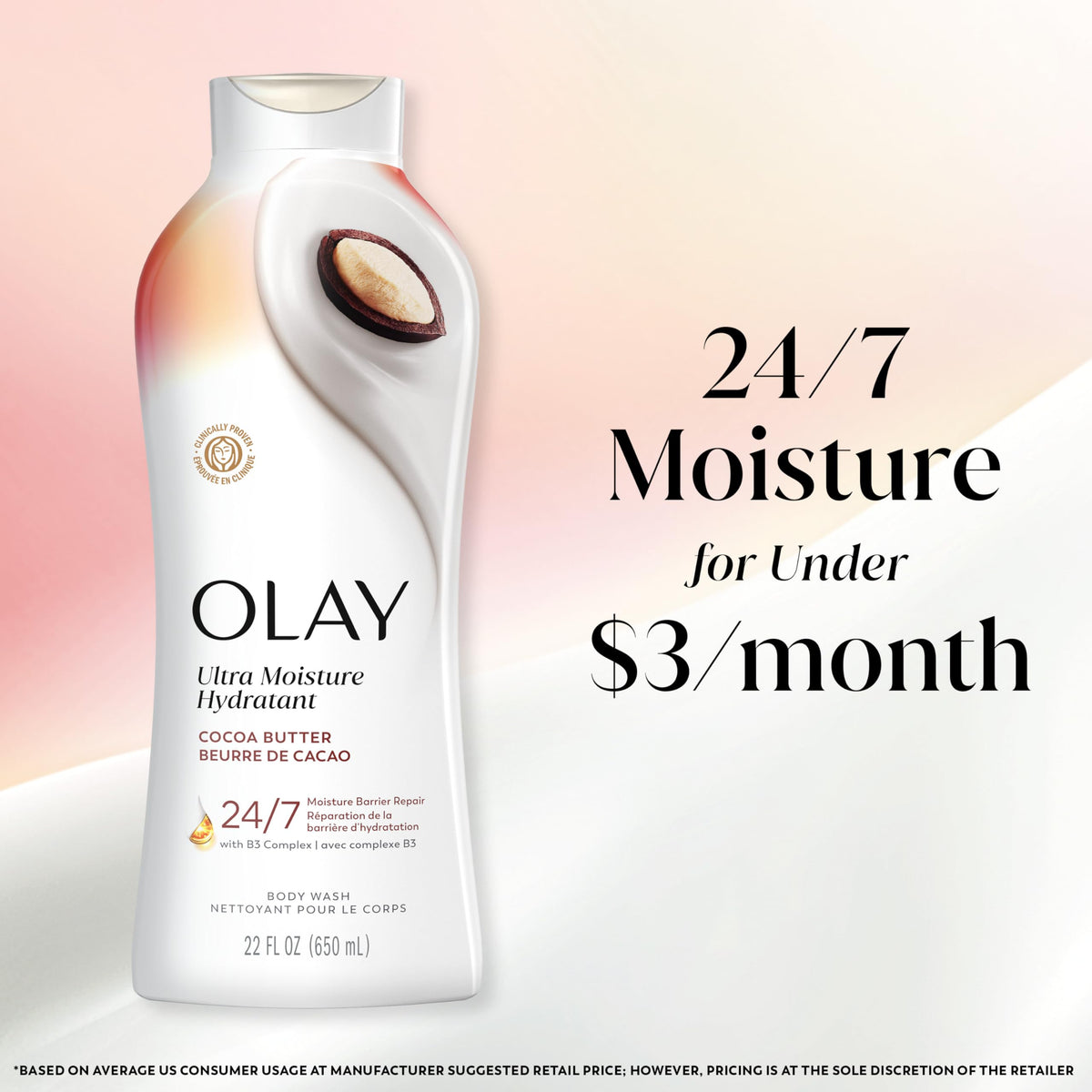 Olay four-pack boxed set showing value and multi-bottle supply