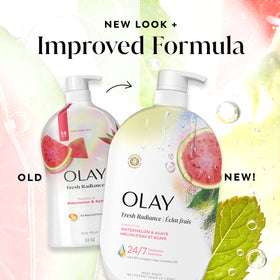 Lifestyle bathroom scene with Olay depicting refreshed routine