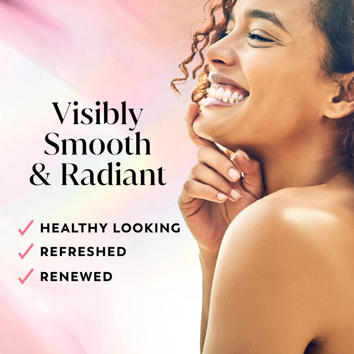 Olay Fresh Radiance bottle at angle with cap highlighting easy dispensing