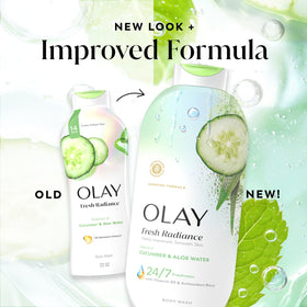 Olay Fresh Radiance back of bottle showing formulation and benefits