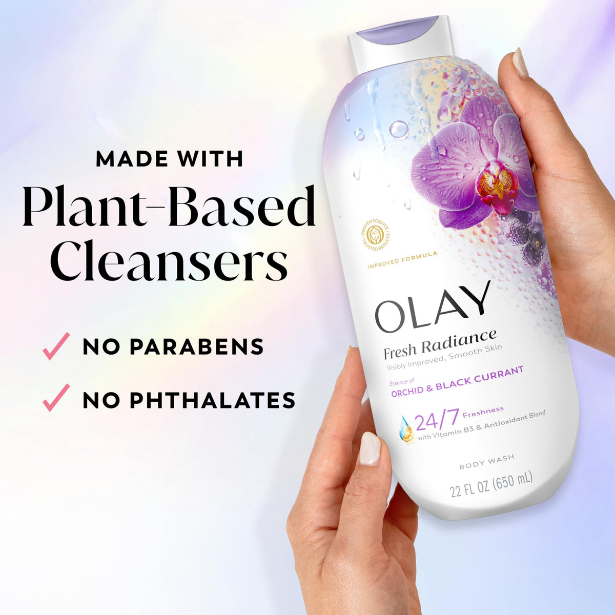 Olay bottle next to lotion illustrating paired routine and moisturized finish