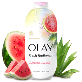 Olay front packaging showing bottle and vibrant label for clear shelf appeal