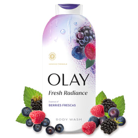 Olay Fresh Radiance front packaging showing bottle and berry scent benefit