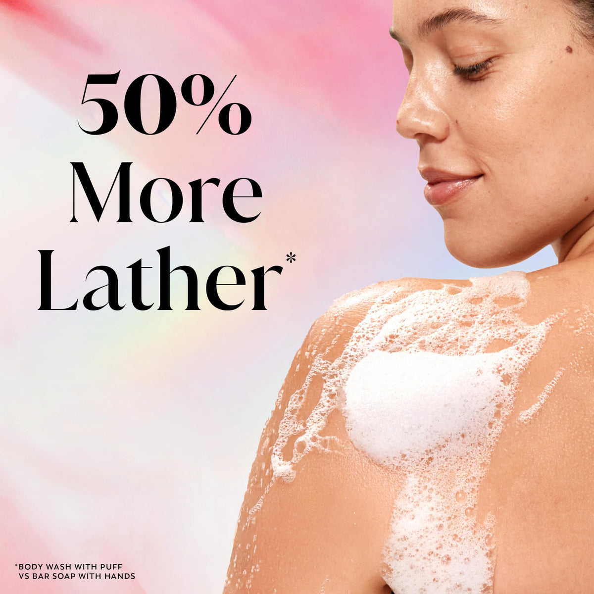 Person using Olay Fresh Radiance in shower delivering fresh scent