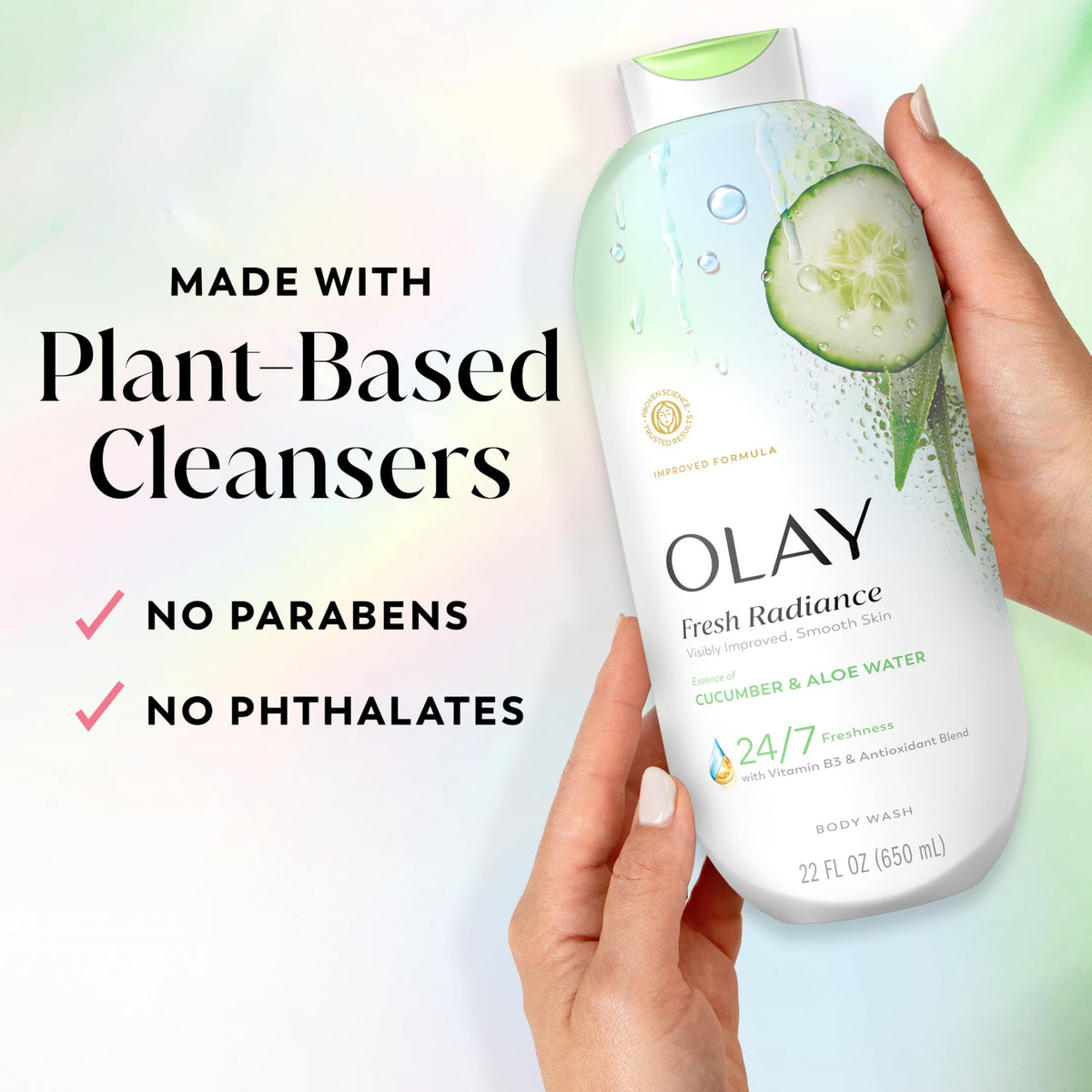 Olay Fresh Radiance ingredient label highlighting Vitamin B3 and antioxidants
