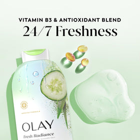 Olay Fresh Radiance creamy lather close-up delivering gentle cleanse