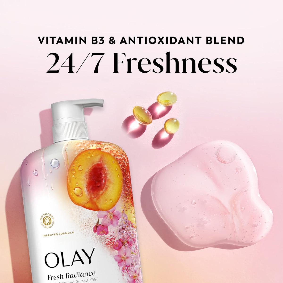 Olay Fresh Radiance foamy lather demonstrating gentle cleansing and soft skin