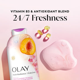 Close-up of Olay Fresh Radiance creamy lather texture for gentle cleansing