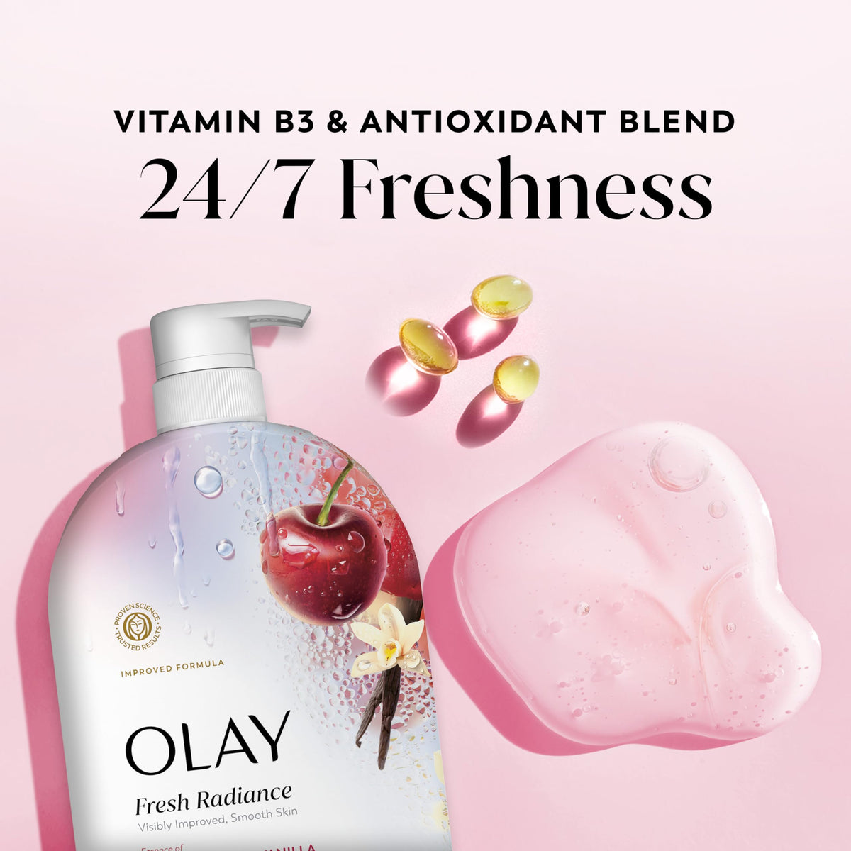 Creamy lather from Olay Fresh Radiance revealing rich texture and gentle cleanse