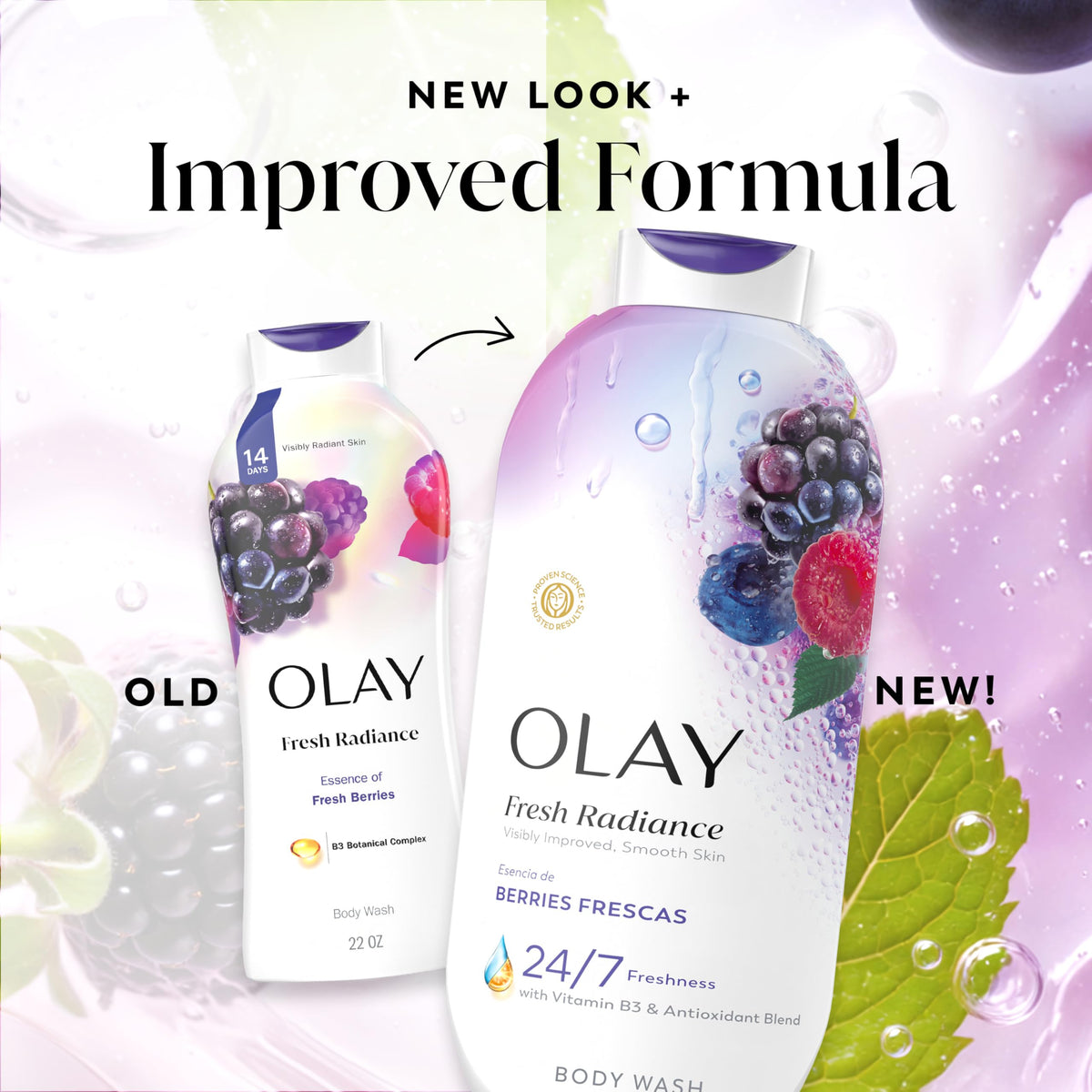 Olay Fresh Radiance paired with Olay lotion showing a complete hydration step