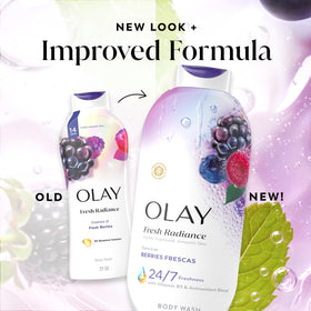 Olay Fresh Radiance paired with Olay lotion showing a complete hydration step