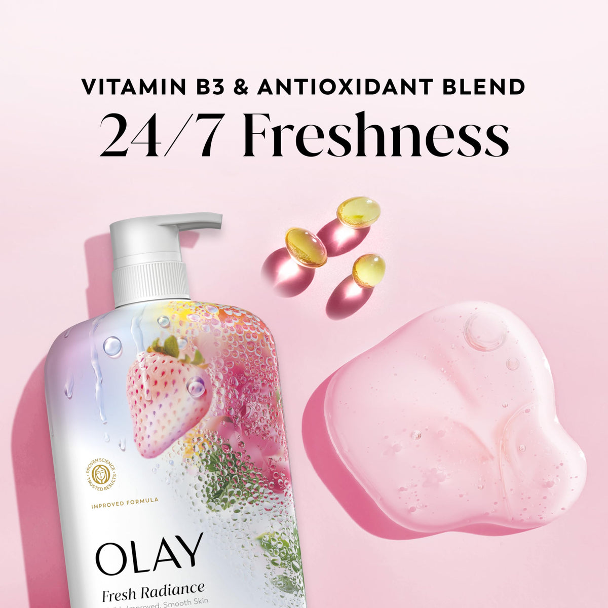 Olay pump dispenser detail for easy one-hand dispensing benefit