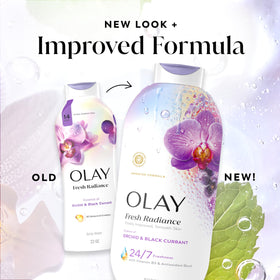 Olay bottle on shower shelf in lifestyle setting showing daily routine benefit
