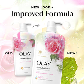 Olay Fresh Radiance paired with lotion illustrating a complete care regimen