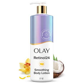 Olay front packaging showing 17 fl oz bottle and benefits