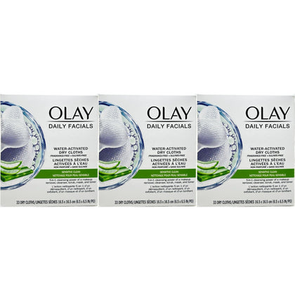 Olay front packaging dry pouch showing count and benefits