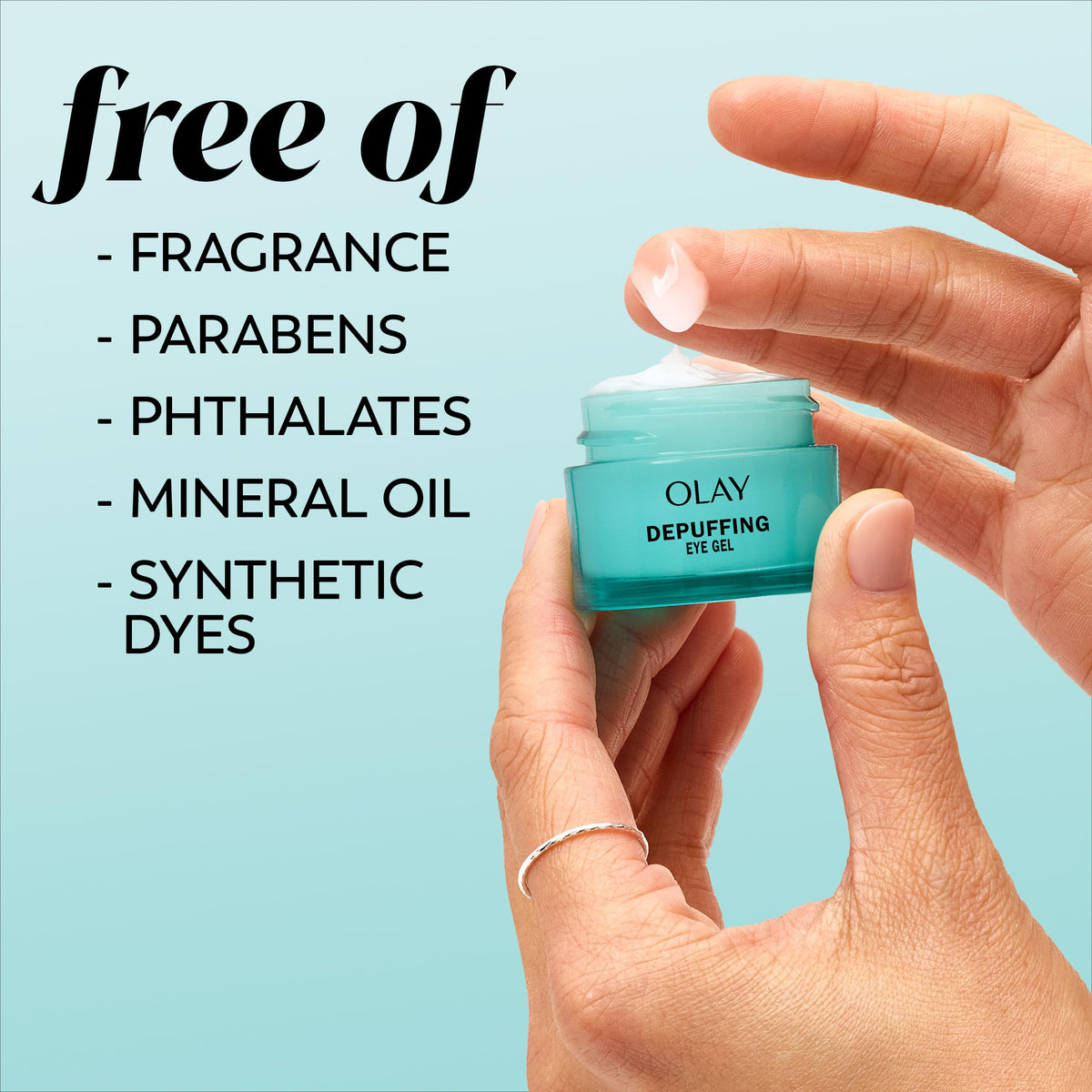Olay gel absorbing into skin macro showing non-sticky smooth finish
