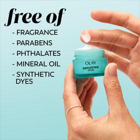 Olay gel absorbing into skin macro showing non-sticky smooth finish