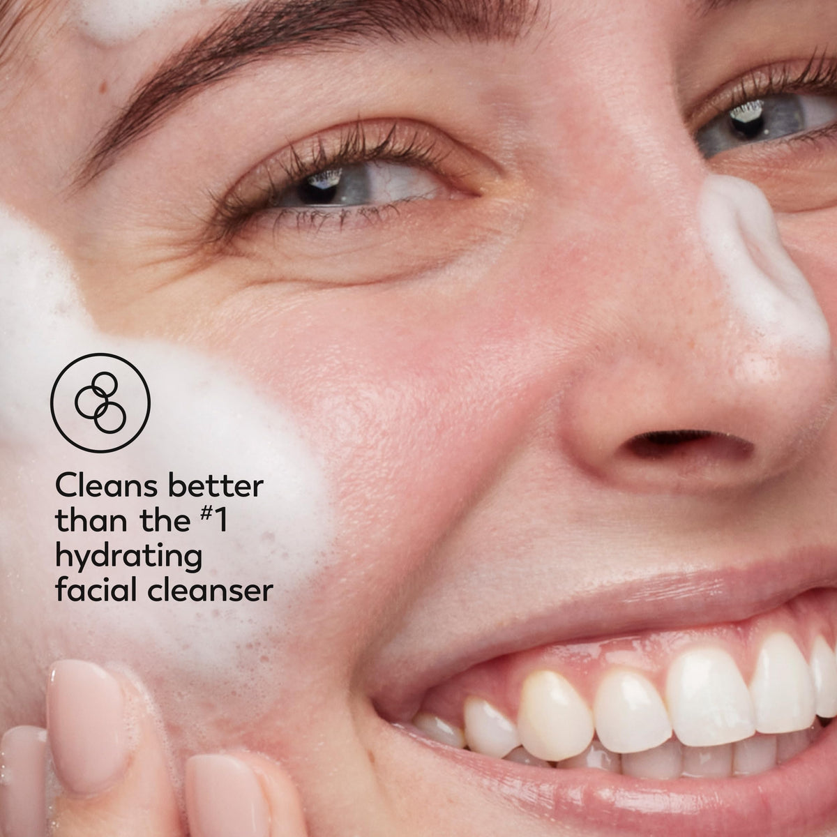 Olay ingredient label close-up emphasizing six mild ingredients