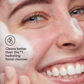 Olay ingredient label close-up emphasizing six mild ingredients