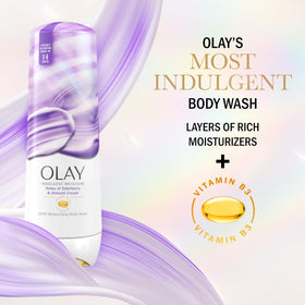 Olay creamy lather close-up showing rich foam for deep cleansing comfort