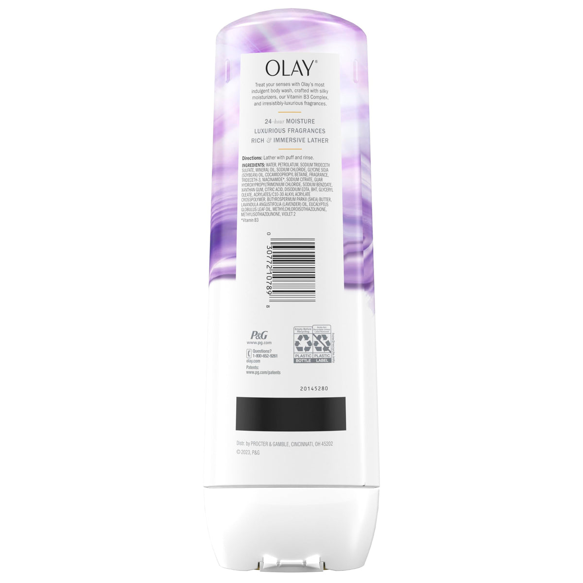 Olay body wash next to lotion suggesting a complete hydration routine