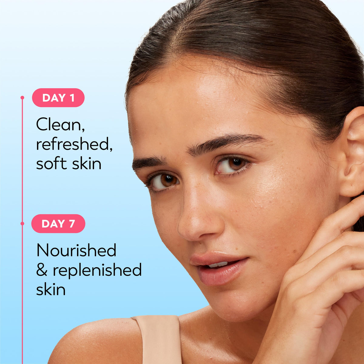 Olay product label and ingredients close-up showing alcohol-free benefit