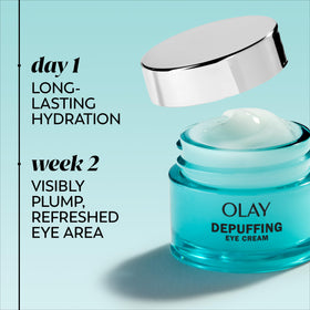 Olay ingredient callout with hyaluronic acid niacinamide peptides for plumping