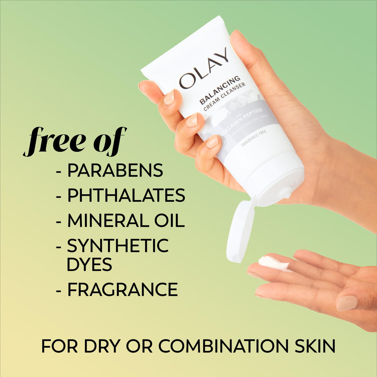 Olay label ingredient list showing collagen peptides and niacinamide