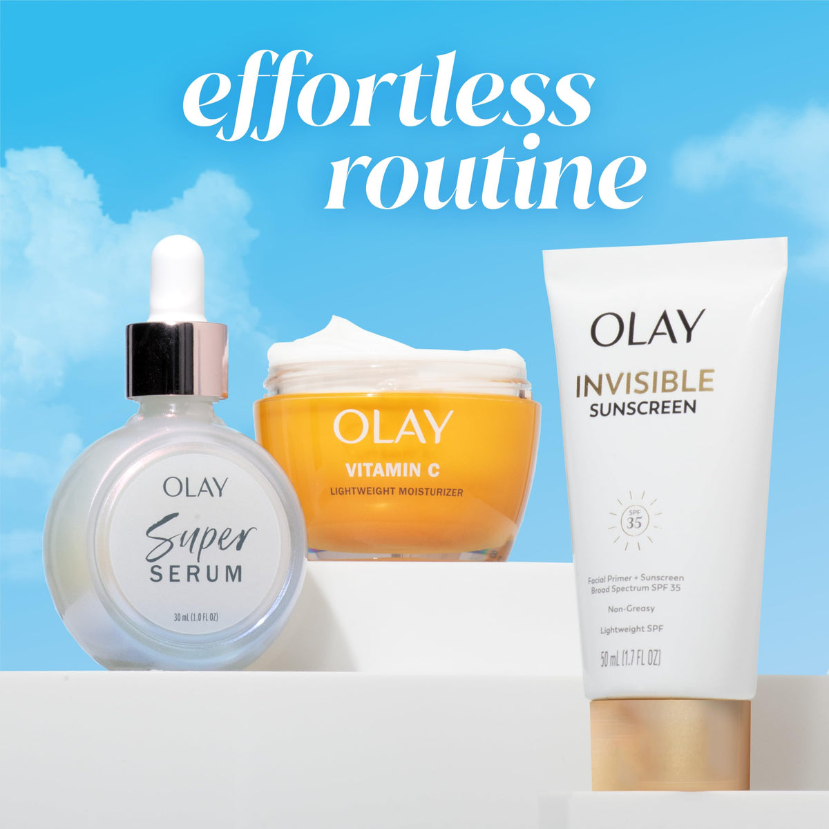 Olay swatch on diverse skin showing no white cast and natural-looking protection benefit