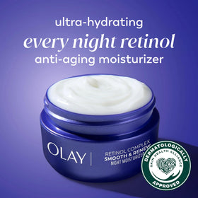 Olay open jar close-up of cream texture for smooth absorption