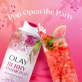 Olay label close-up showing plant-based and paraben-free claims for confidence