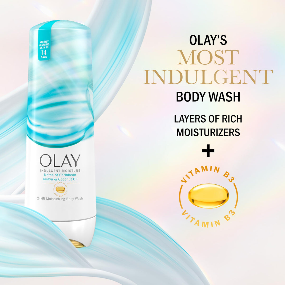 Olay label highlighting vitamin B3 complex and skin-nourishing benefit