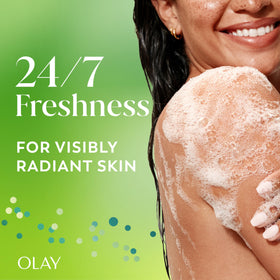Creamy lather texture from Olay body wash showing rich foam for effective cleansing