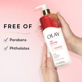 Olay lotion absorbing into skin quickly for non-greasy hydration