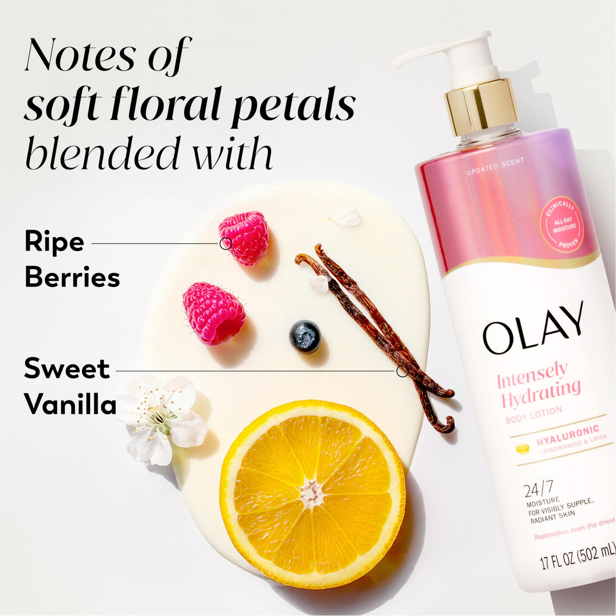 Application of Olay lotion on forearm showing quick absorption and immediate softness