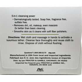 Olay cloth removing makeup from cheek demonstrating effectiveness