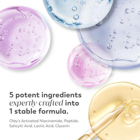 Olay pump dispensing serum showing easy application and controlled dosing