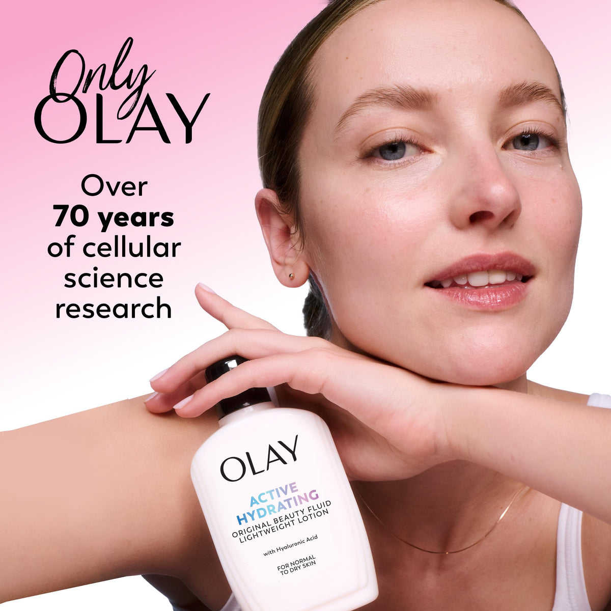 Olay on a nightstand with skincare items showing evening routine use