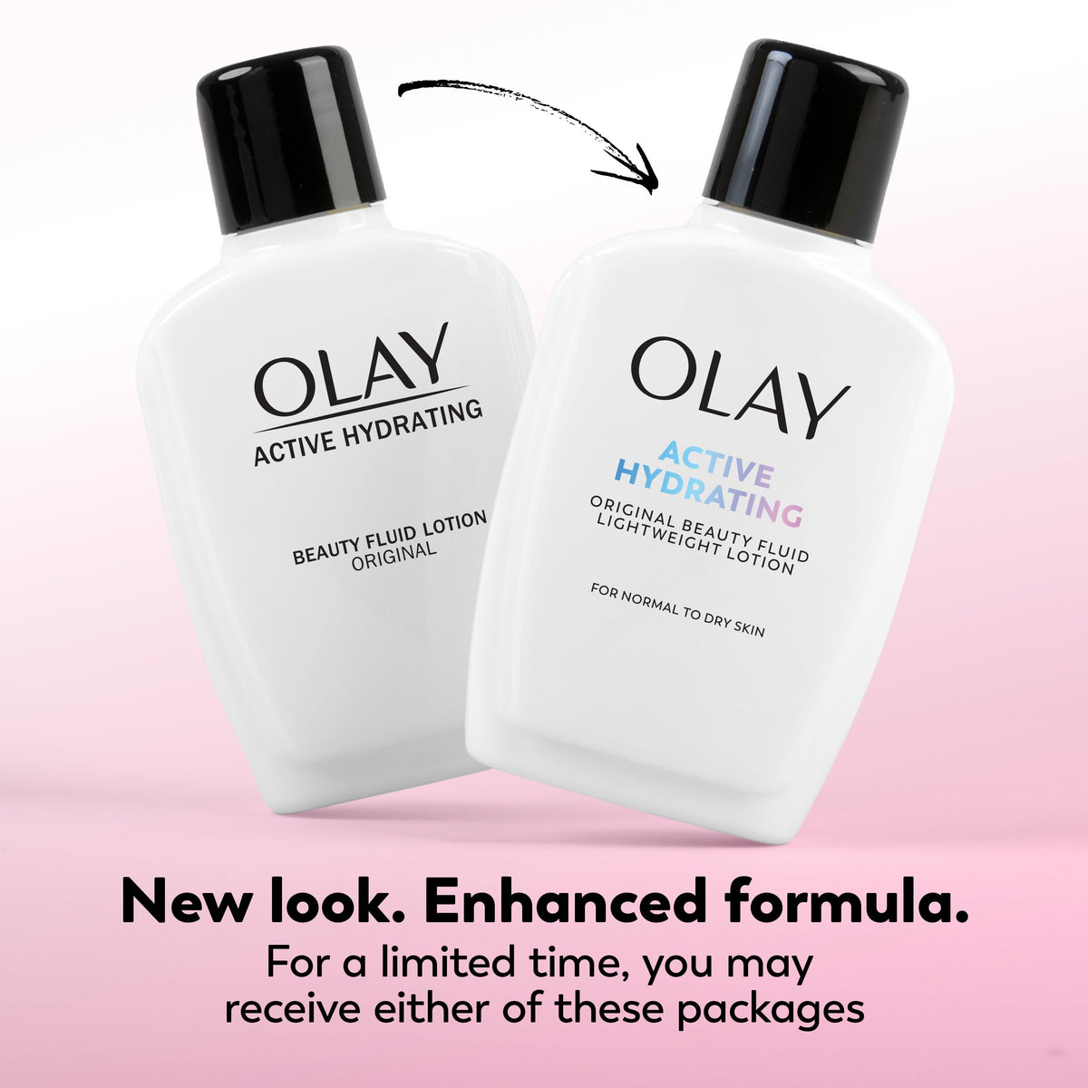 Olay open cap pouring fluid demonstrating easy dispensing and lightweight feel