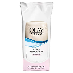 Olay oversized wipe beside a hand to show full-face coverage benefit