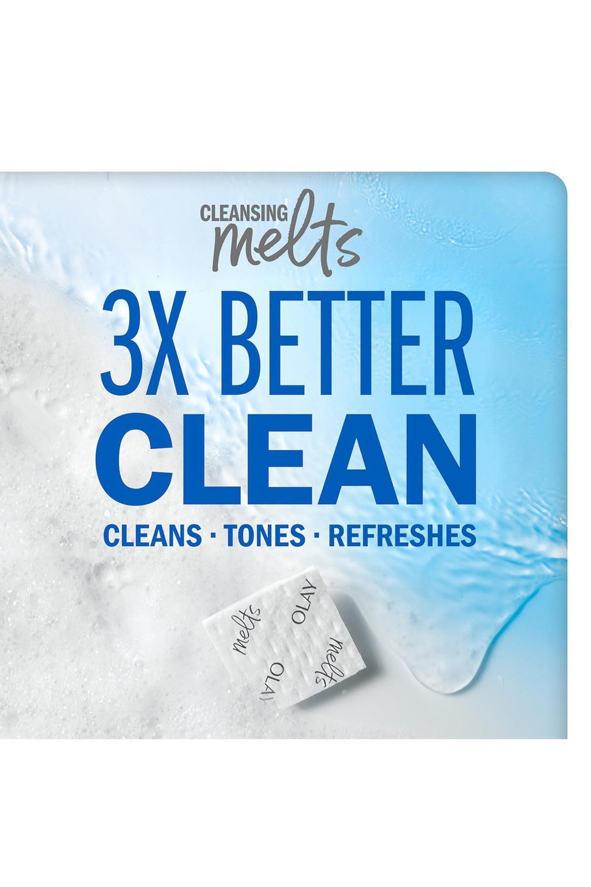 Olay pad activated with water creating rich foam for quick cleansing