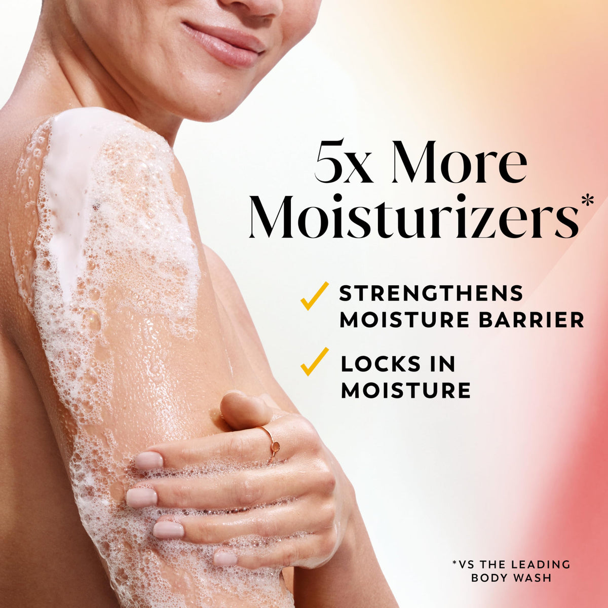 Olay pump dispensing body wash demonstrating easy application