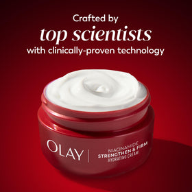 Olay jar on bathroom counter lifestyle scene showing daily routine benefit