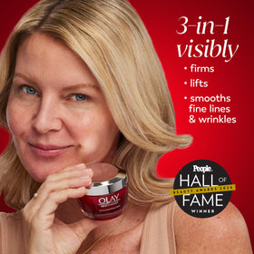 Olay Regenerist cream texture close-up demonstrating smooth, fast-absorbing finish