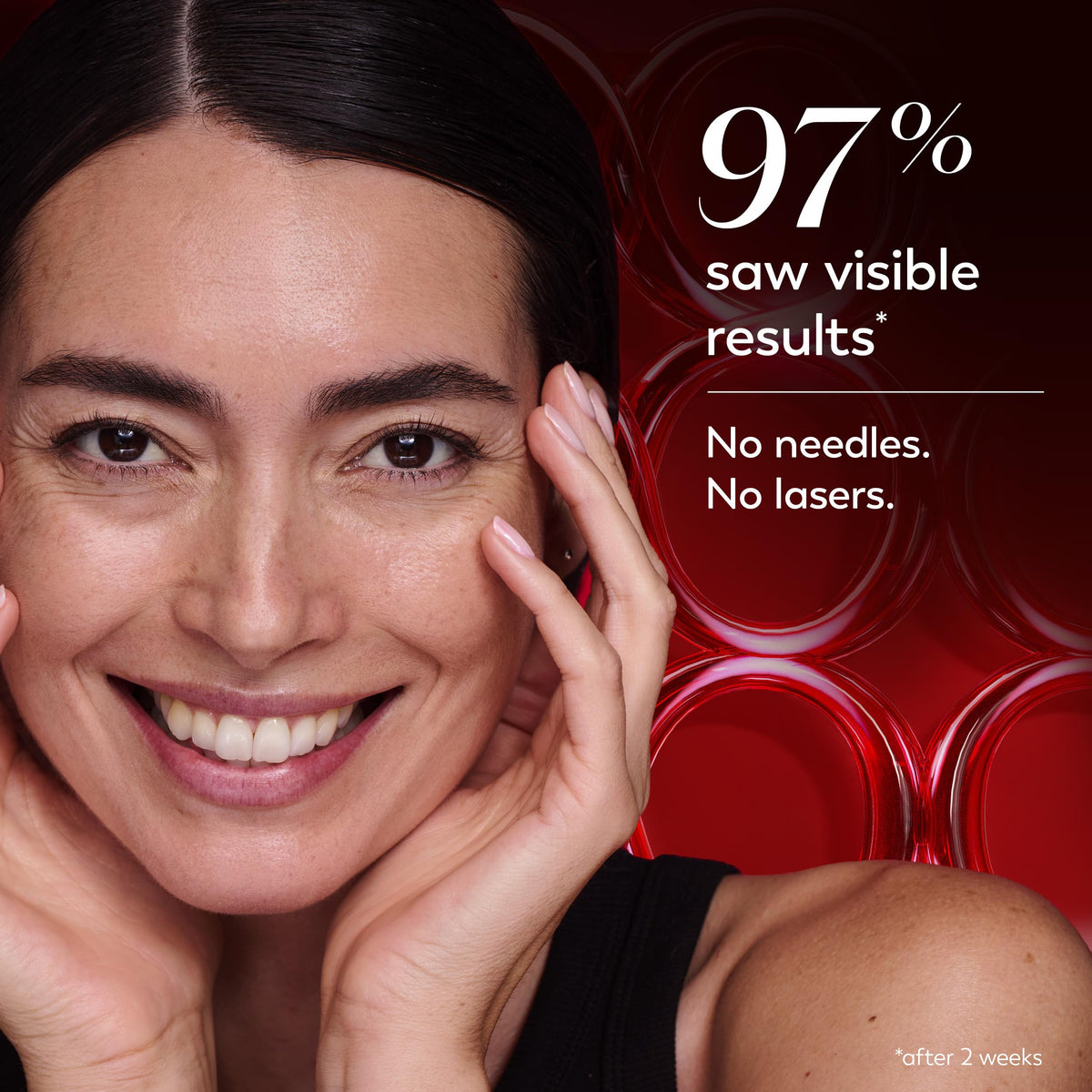 Olay Regenerist layered under makeup portraying a non-greasy base for cosmetics
