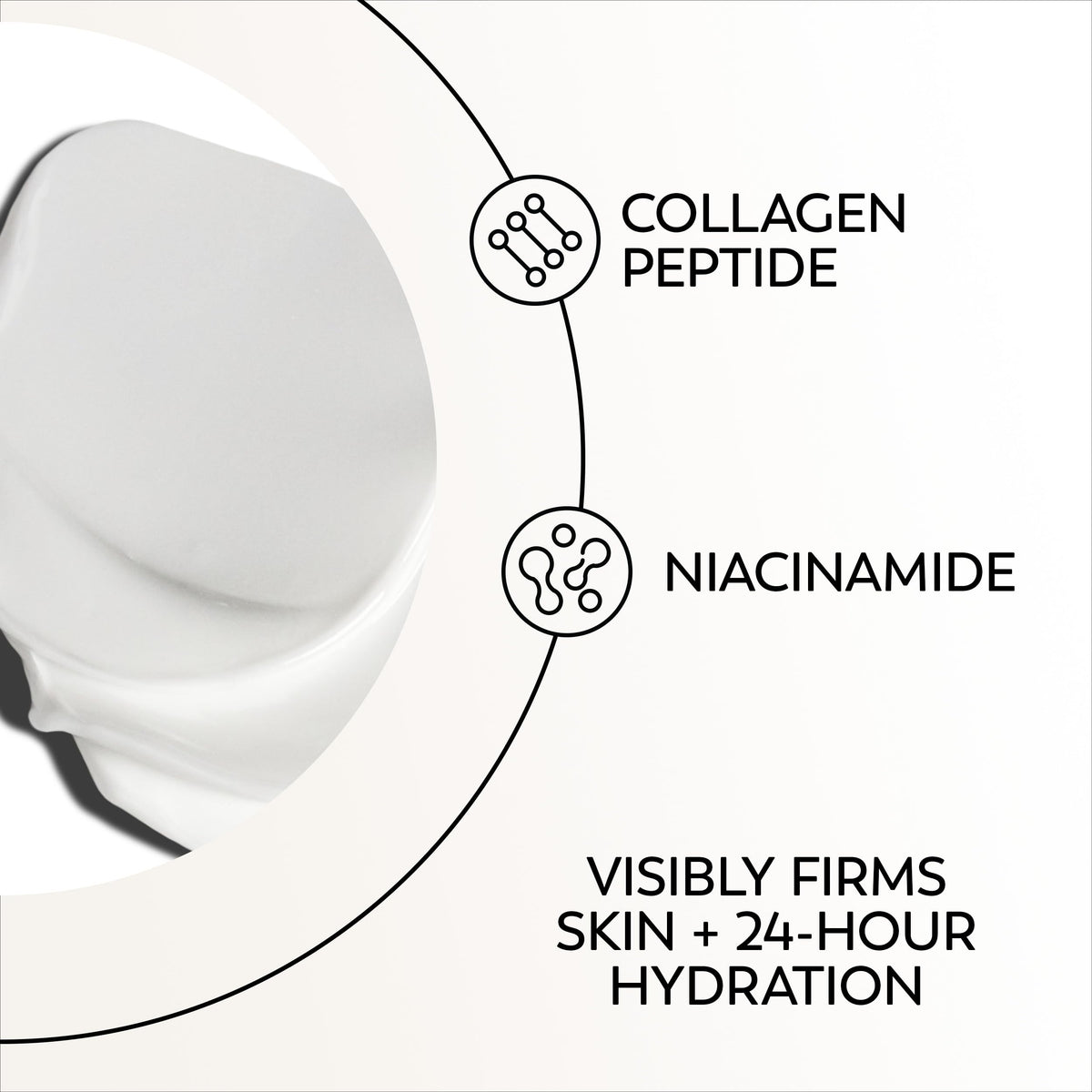 Olay eye cream next to hand showing 0.5 fl oz scale and travel-friendly benefit