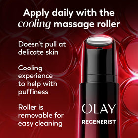 Olay Regenerist fragrance-free badge on lifestyle scene for gentle formula
