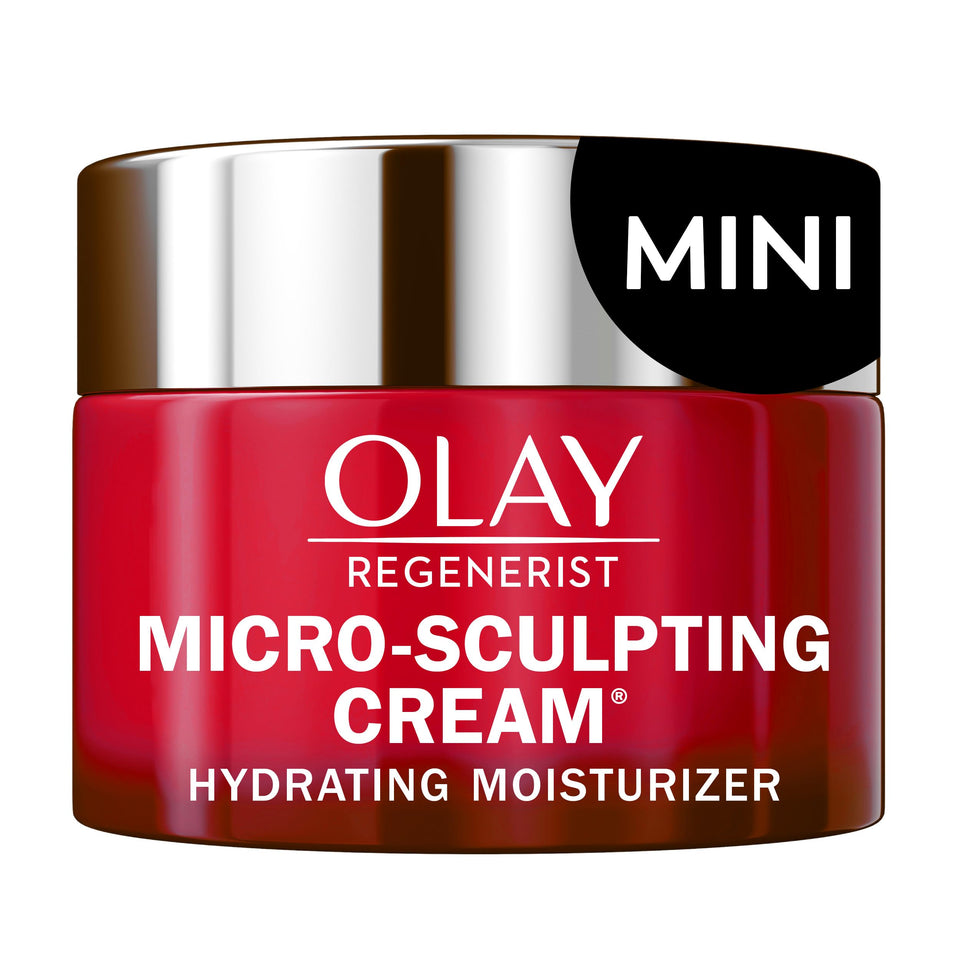 Olay Regenerist front jar showing compact trial packaging and brand clarity
